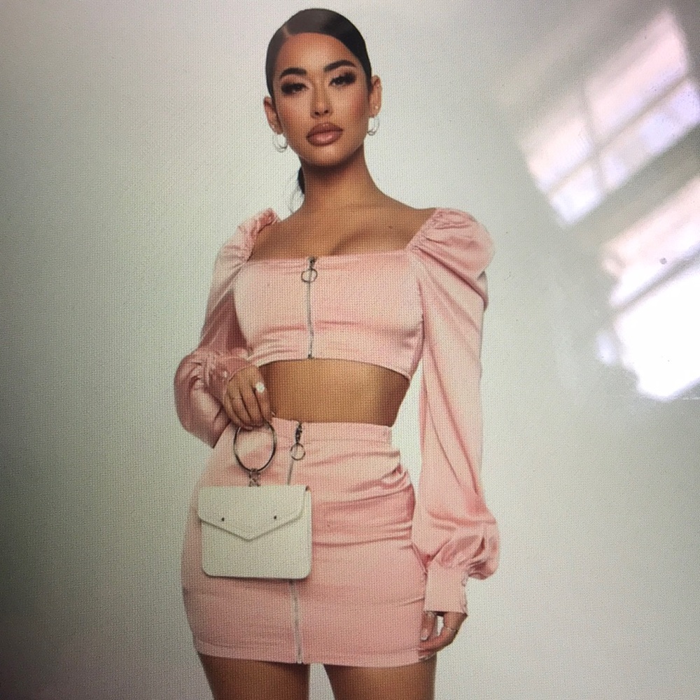 Pink Satin Miniskirt
